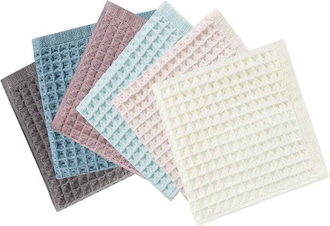 6 Pack Waffle Weave Dish Cloths, 13x13 Inch 100% Cotton Kitchen Towels - Image 2