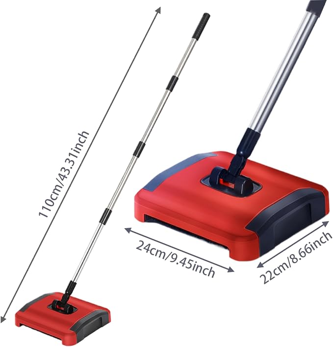 Carpet Sweeper Manual 3 Rolling Brushes Floor Sweeper Carpet Brush - Image 3
