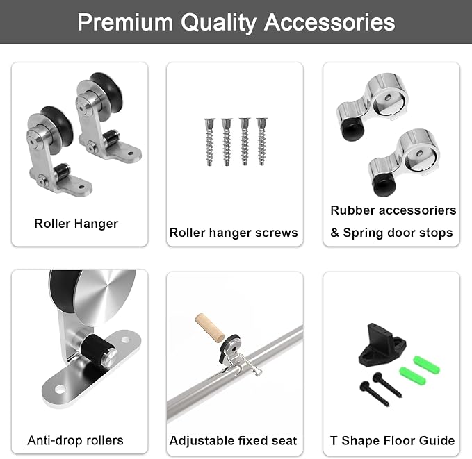 TSMST 13FT Sliding Barn Door Hardware Kit, Top Mount Stainless Steel Heavy Duty - Image 4