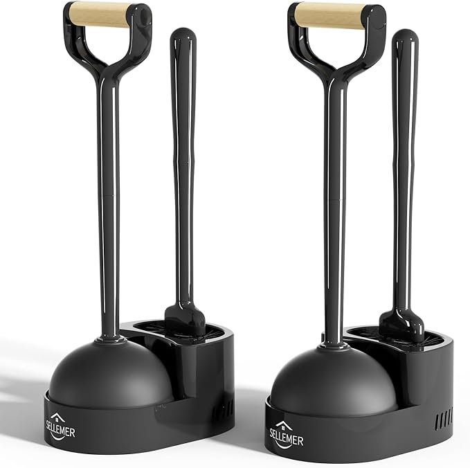 Sellemer Toilet Brush and Plunger Set, Curved Design Head by Sellemer