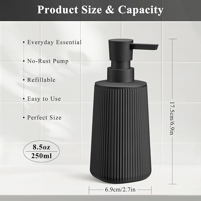 Black Hand Soap Dispenser with No Rust Pump - Image 6