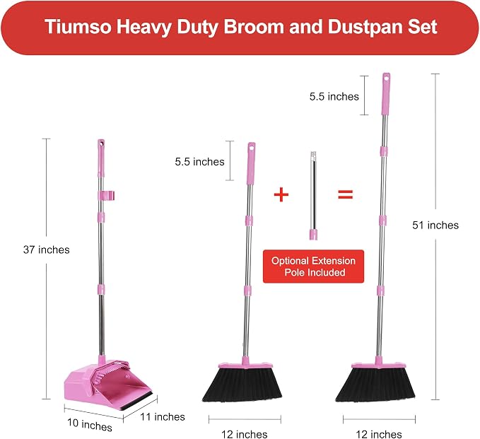 Broom with Dustpan Combo Set, Brooms and Dust Pan with Handle, Brooms with - Image 8