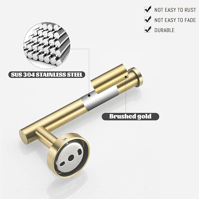 Toilet Paper Holder Towel Ring Brushed Gold Bathroom Hardware Hand Towel Holder - Image 6