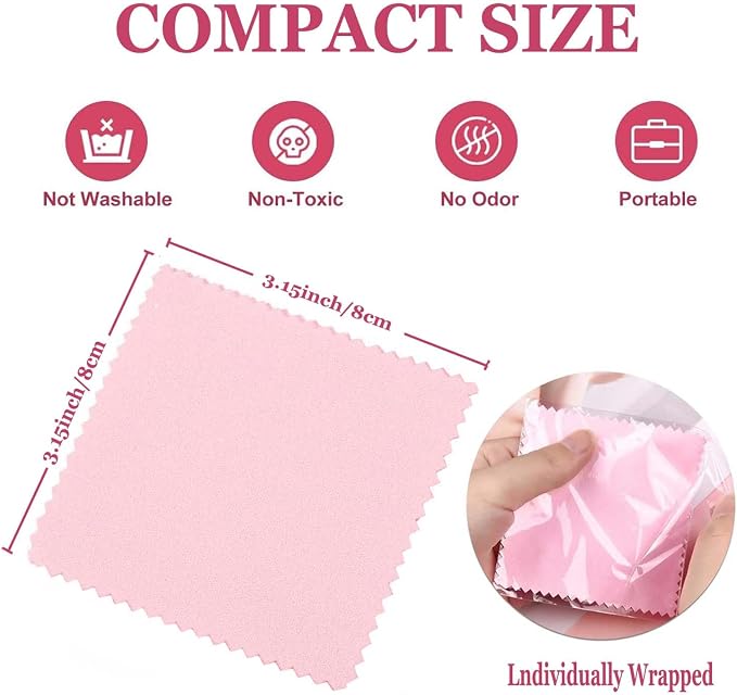 JUNXINSHUN 50pcs Jewelry Cleaning Cloth Pink Polishing Cloth - Image 2