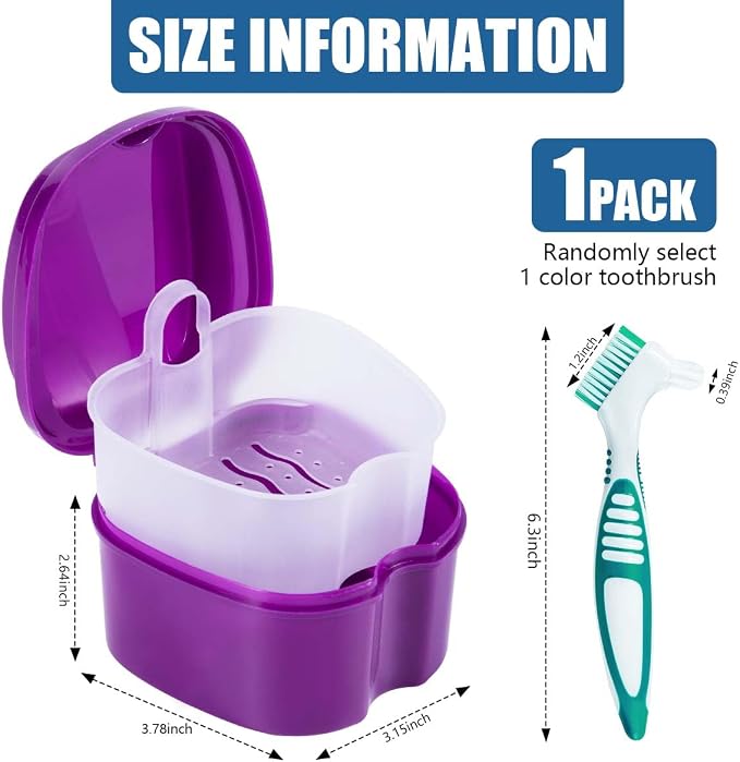 Purple Denture Bath Case Cup Box Holder Storage Container - Image 2
