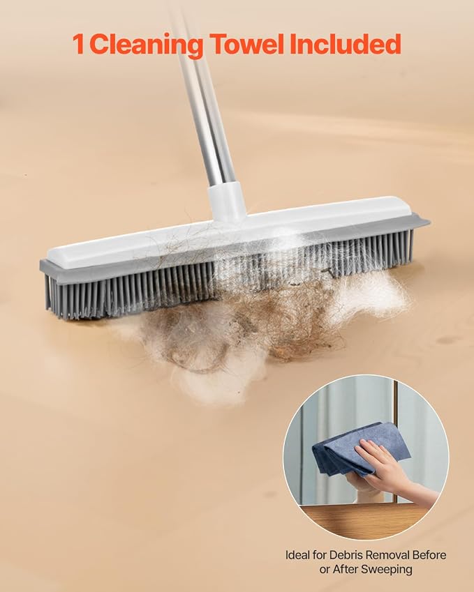 VEVOR Pet Hair Removal Broom, 58.46 in Adjustable Long Handle, Rubber Broom - Image 5