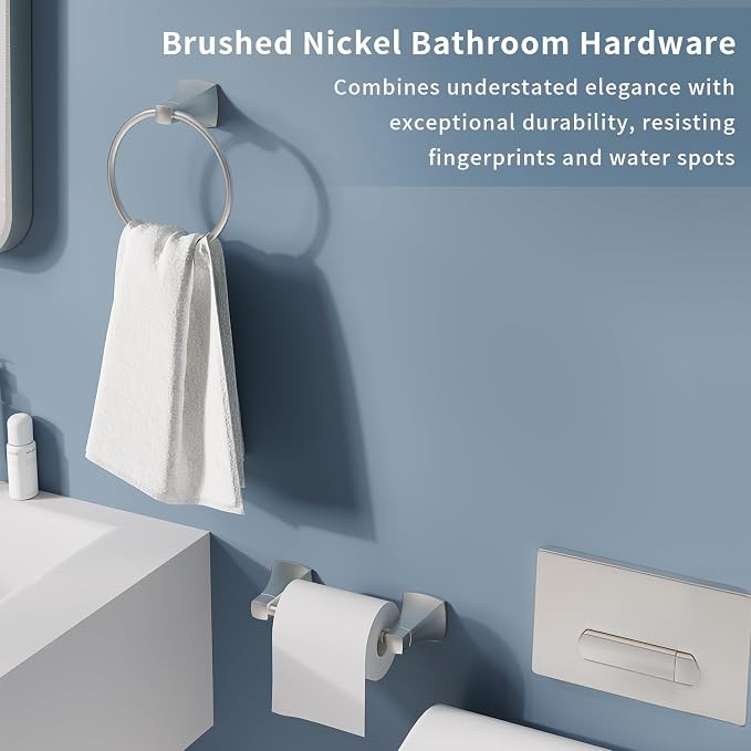 Bathroom Hardware Set 2 Pieces Toilet Paper Holder and Towel Ring Wall Mounted - Image 2