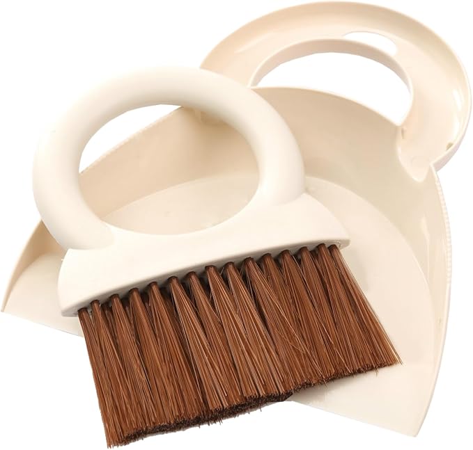 Round Handle Brush and Dustpan Set Small Broom & Dustpan Portable Handheld by BSMstonehouseholdsupplies