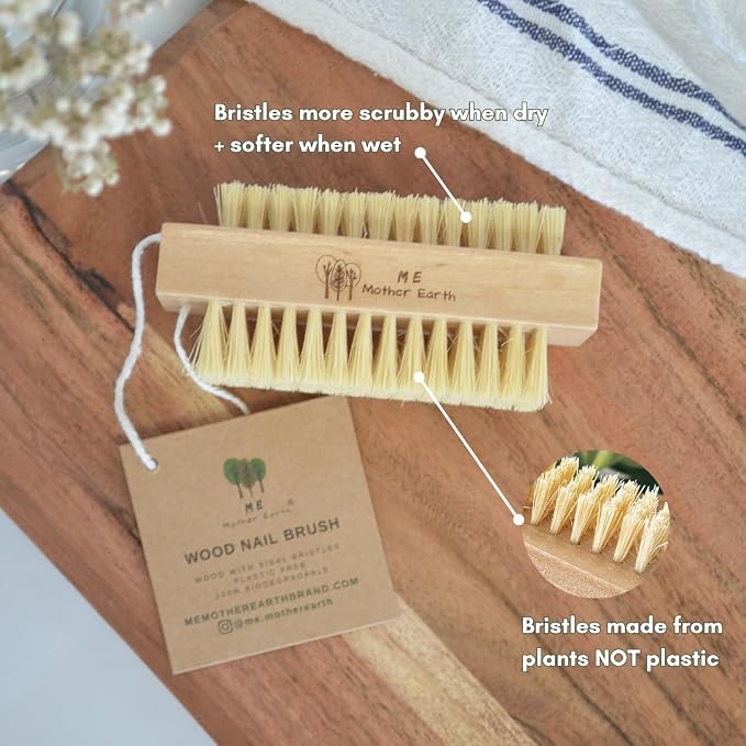 Bamboo Nail Brush, Natural Wooden Double-Sided Scrub Brush - Image 6