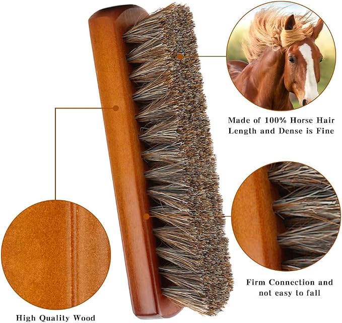 Shoe Brush, Horsehair Shoe Brush Shoe Cleaning Brush Boot Brush - Image 2