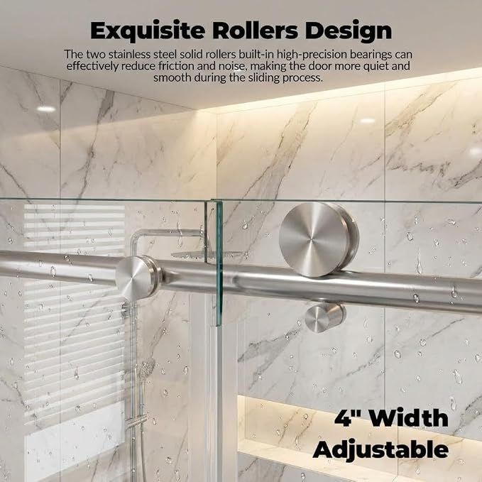 Frameless Sliding Shower Door, 6mm SGCC Tempered Clear Glass - Image 4