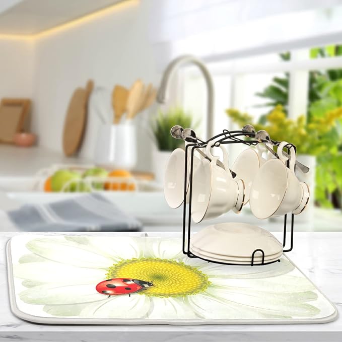 Tarity White Daisy Dish Drying Mat - Image 5