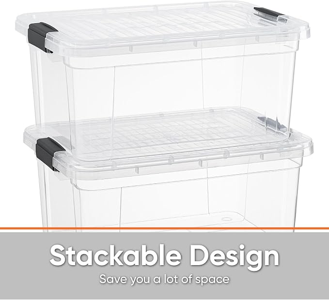 Superio Storage Bins with Lids- 2 Pack, 6.6 Qt Clear Boxes - Image 3