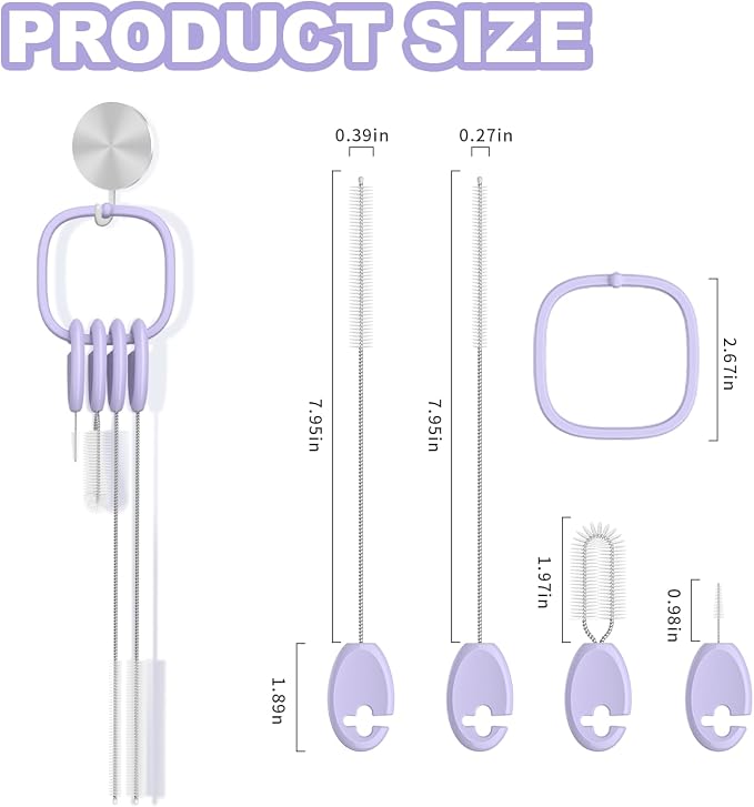 YOTIME Standing Straw Cleaner Brush Set, 4in1 Reusable Straw Brushes - Image 2
