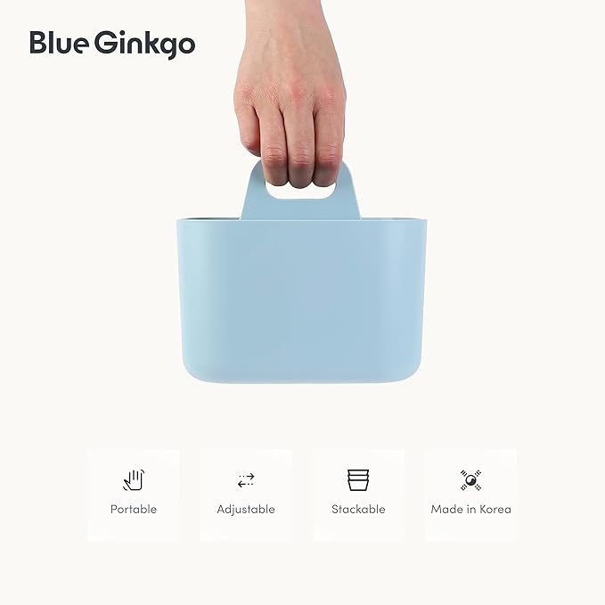 BLUE GINKGO Small Stackable Organizer Caddy – Korean-Made Portable Tote - Image 5