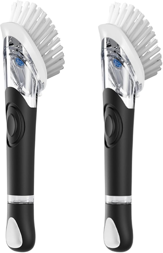 2 Pack Soap Dispensing Dish Brush, Dish Scrub Brush by pamrack