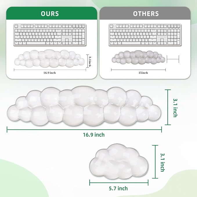 Gel Cloud Keyboard and Mouse Wrist Rest Set, Cute Ergonomic Wrist Support and - Image 5