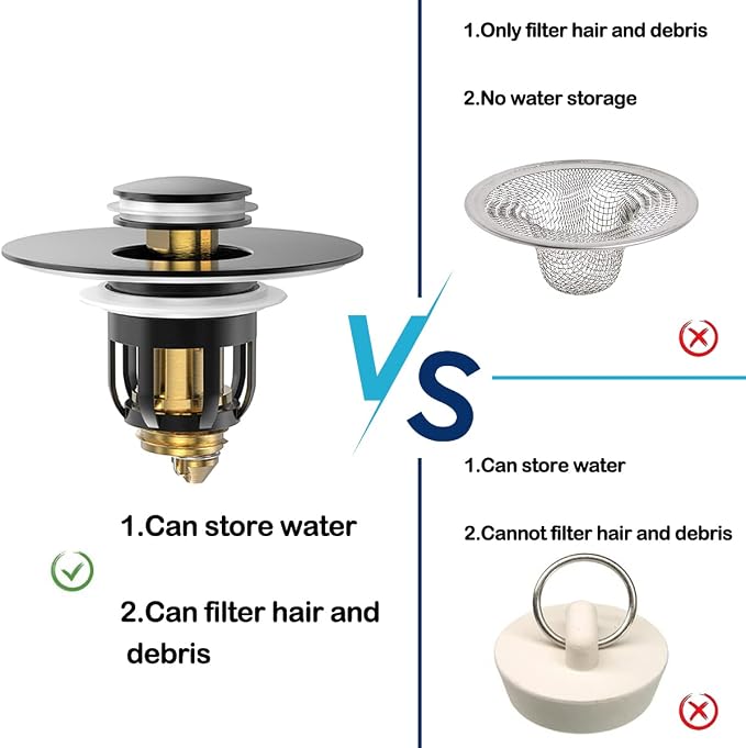 Universal Bathroom Sink Stopper, Pop Up Sink Stopper - Image 5