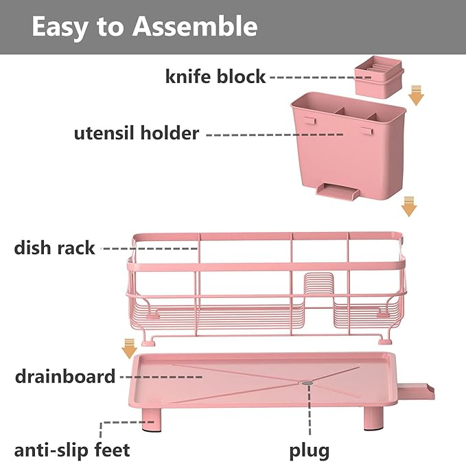Iron Dish Drying Rack Auto Drain Dish Drainers Kitchen Counter Strainer - Image 6