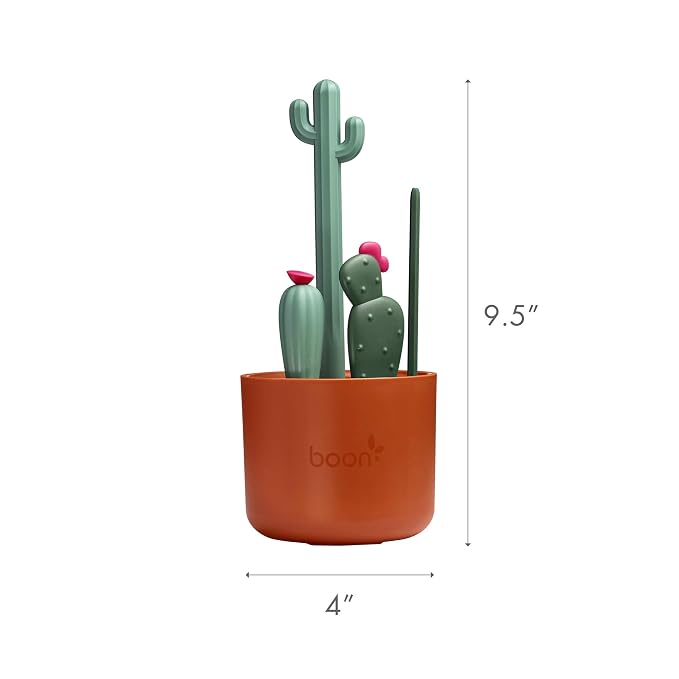 Boon Cacti Bottle Cleaning Brush Set, Terracotta, 4 Piece Set - Image 8
