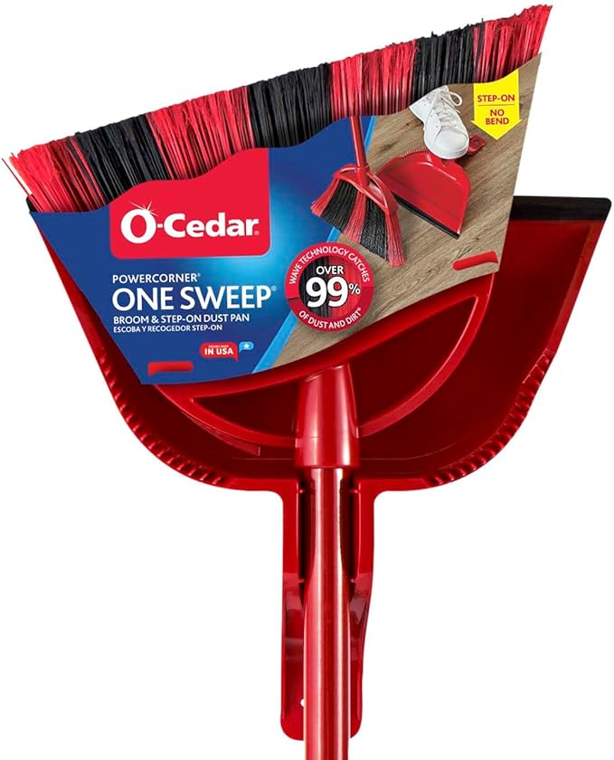O-Cedar One Sweep Broom with Step-On Dustpan | Remove 99% with One | by O-Cedar