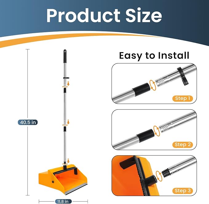 Commercial Broom and Dustpan Set，Long Handle Upright Heavy Duty Dust Pan - Image 4