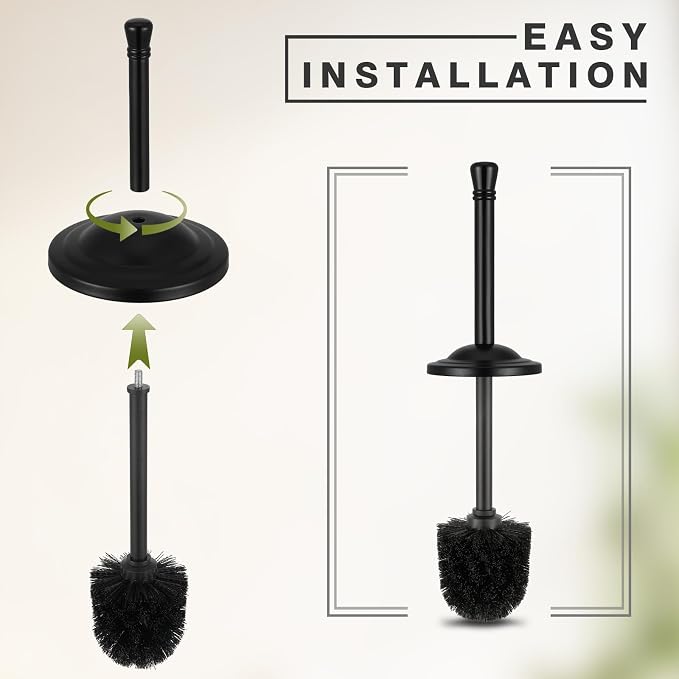 Black Toilet Brush and Holder Set, 304 Stainless Steel Toilet Bowl Brush and - Image 6