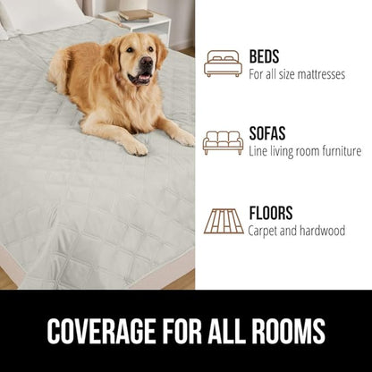 GORILLA GRIP Waterproof Bed Cover for Dogs, 82x52, Gripped Slip Resistant Backing, Leak Proof Washable Dog Blanket Covers Sofa, Couch, Sectional, Crate, Car, RV Seats, Pet Puppy Essentials Light Taupe