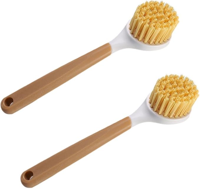 Dish Brush with Built-in Scraper, Non-Slip Durable Plastic Handle Heavy Duty by Unknown