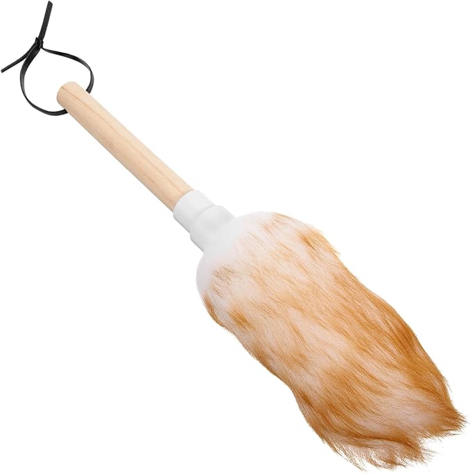 Lambswool Duster with Wooden Handle, Small White Reusable and Washable Home by IWOWHERO