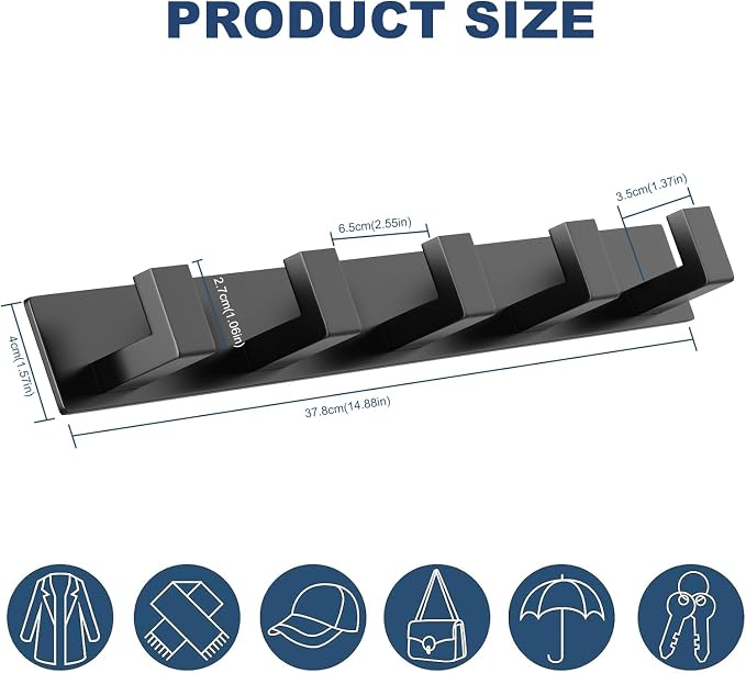PMMASTO Coat Rack Wall Mount, Coat Hooks Wall Hooks - Image 7