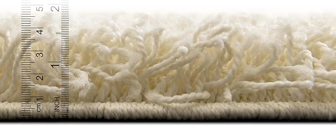 Unique Loom Solid Shag Collection Area Rug (5' 1" x 8' Oval, Pure Ivory)
