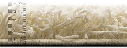Unique Loom Solid Shag Collection Area Rug (5' 1" x 8' Oval, Pure Ivory)