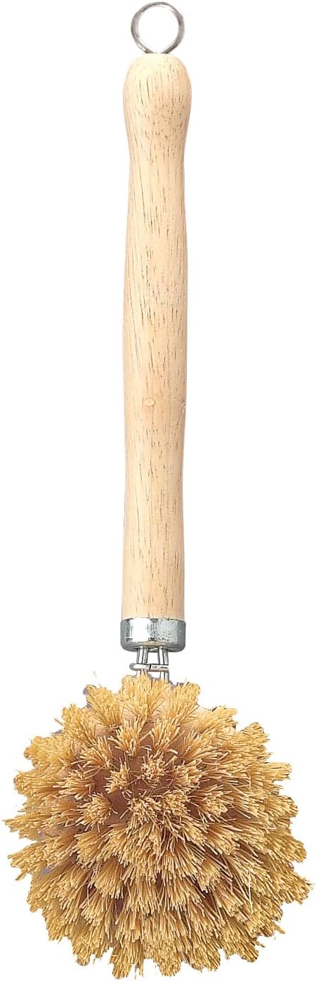 HIC Kitchen Natural Bristle Veggie and Dish Scrub Brush, Non-Scratch Natural by HIC