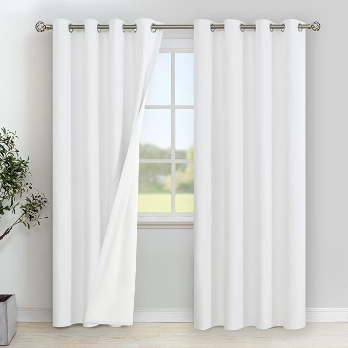 YoungsTex White Linen 100% Blackout Curtains by YoungsTex