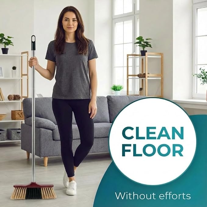 HELOMOR Indoor Broom with Dustpan Combo Set, Long Handle Floor Sweeping Broom - Image 6