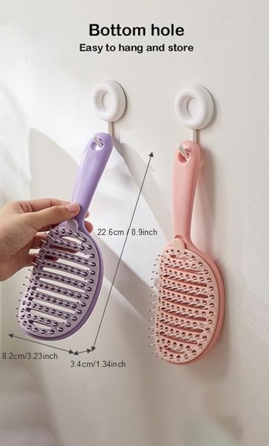Self Cleaning Hair Brush, Curved Vented Detangler Brush - Image 6