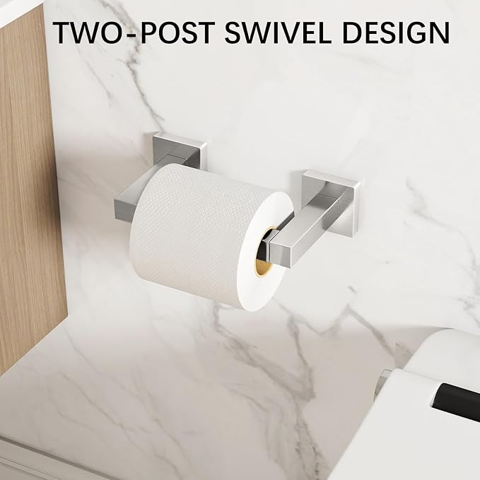 Toilet Paper Holder Wall Mounted Post Pivoting Square Tissue Holders Roll - Image 2