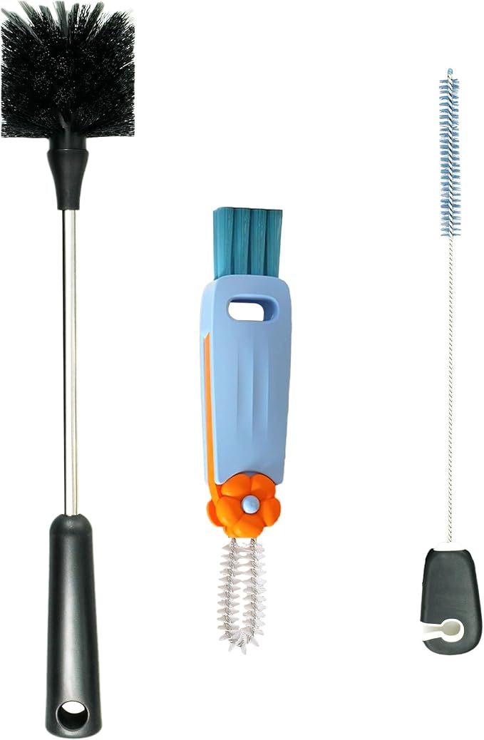 3 Pack Bottle Brush, 15 Inches Long Handle Water Bottle Cleaner Brush Set by SUNBAK