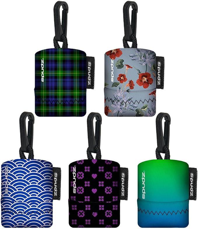 SPUDZ Ultra Variety Pack | Five 6" x 6" Microfiber Towels w/Neoprene Pouches | by ALPINEINNOVATIONS