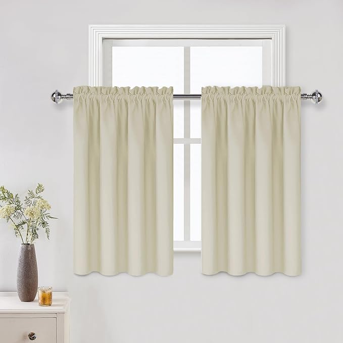 DWCN Light Beige Short Room Darkening Curtains by DWCN