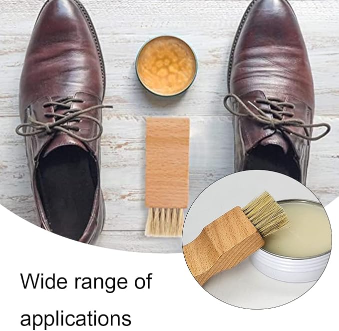 2 Pcs Shoe Polish Applicator Brushes Small Shoe Cleaning Brushes Wooden Handle - Image 6