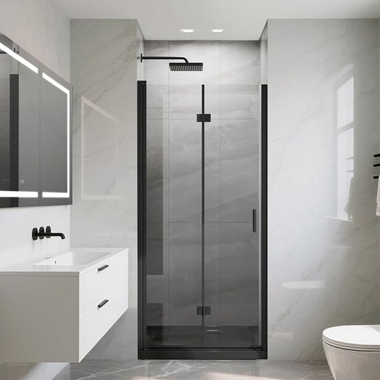 Frameless Bi-Fold Shower Door 34" W x 72" H, 1/4" Clear Tempered Glass by Relaxcabine