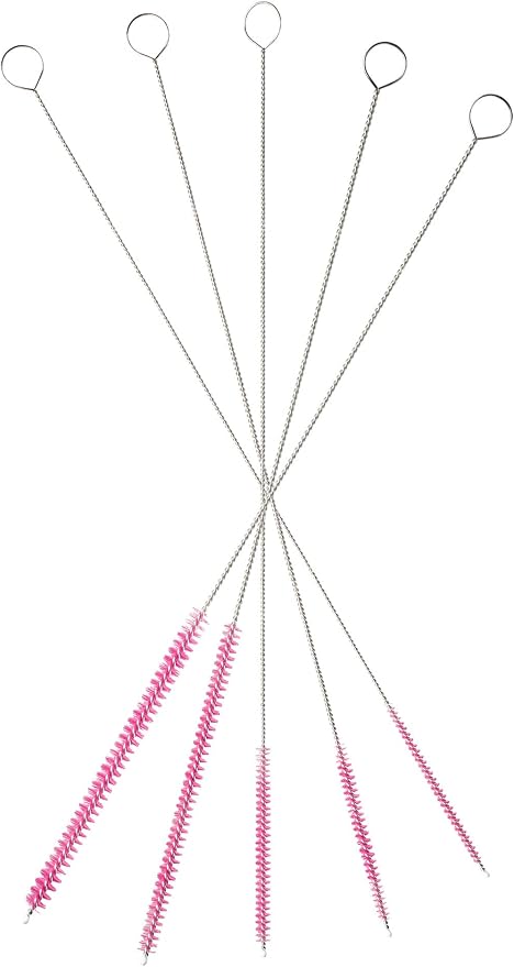 10" Tube Cleaning Brush Set, 5 Pack Small, Extra Long Nylon Straw Brushes - Image 3
