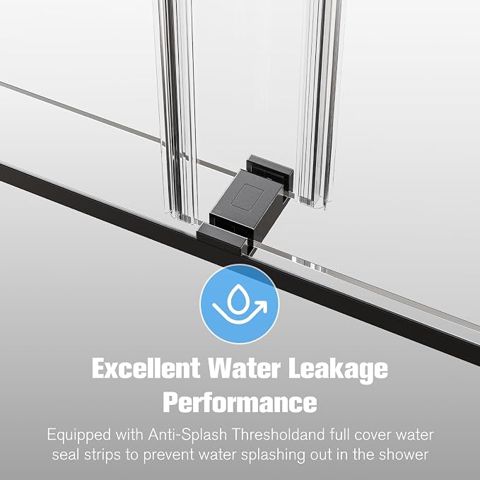 68-72" W x 76" H Frameless Double Sliding Shower Door w/Soft-Close, Bathroom - Image 9
