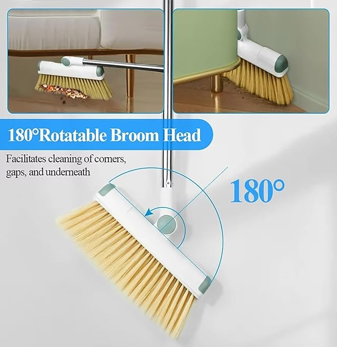 Broom and Dustpan Set 50" Long Handle Foldable Stand Up Broom and Dustpan - Image 3