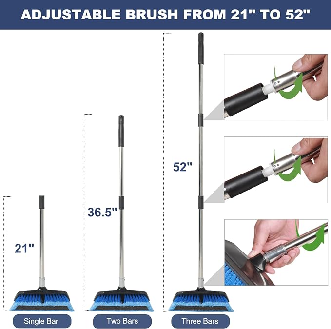 52" Car Wash Brush with Long Handle | Built-in Rubber Squeegee & Rubber Bumper - Image 4