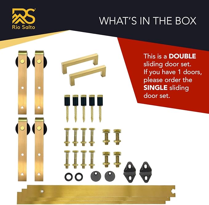 Rio Salto Mini Gold Barn Door Hardware Kit 7FT - Image 3