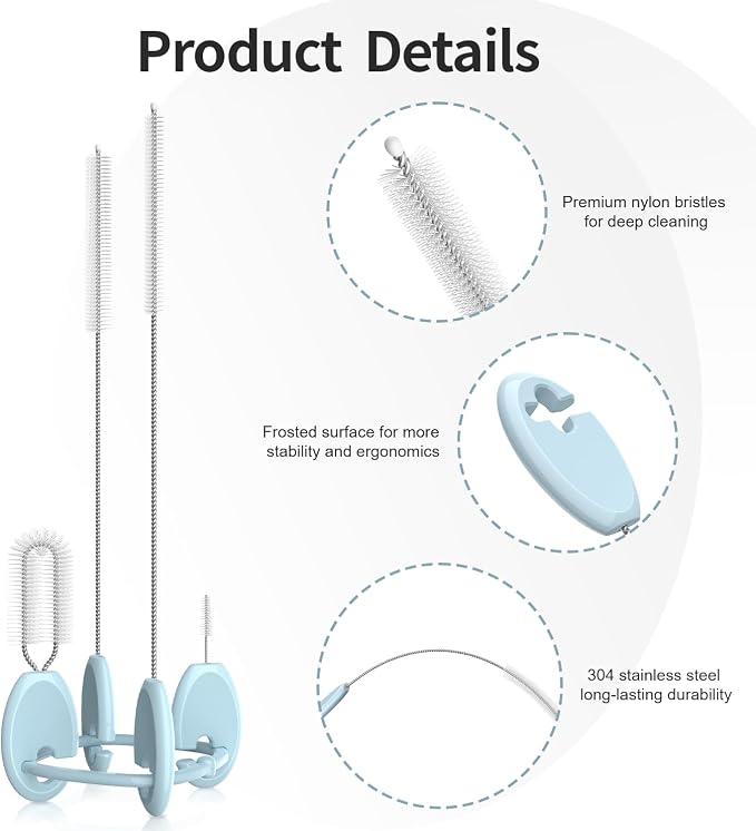 4in1 Straw Cleaner Brush Set, Standing Cleaning Brush Set Includes 7mm &10mm - Image 3