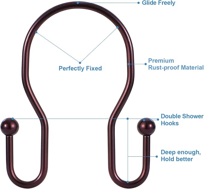 24 Pack Double Shower Curtain Hooks Rings, TENOVEL Double Sided Shower Curtain - Image 9